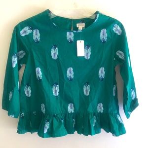 NWT Gymboree green feather ruffle blouse XL girls